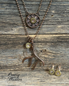 Copper Antler Necklace and Earrings Set