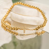 Gold Rush Cross Beaded Stretch Bracelet