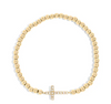 Gold Rush Cross Beaded Stretch Bracelet